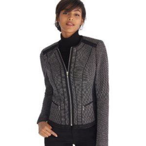 NWT WHBM Black & White Mixed Tweed Knit Jacket 8